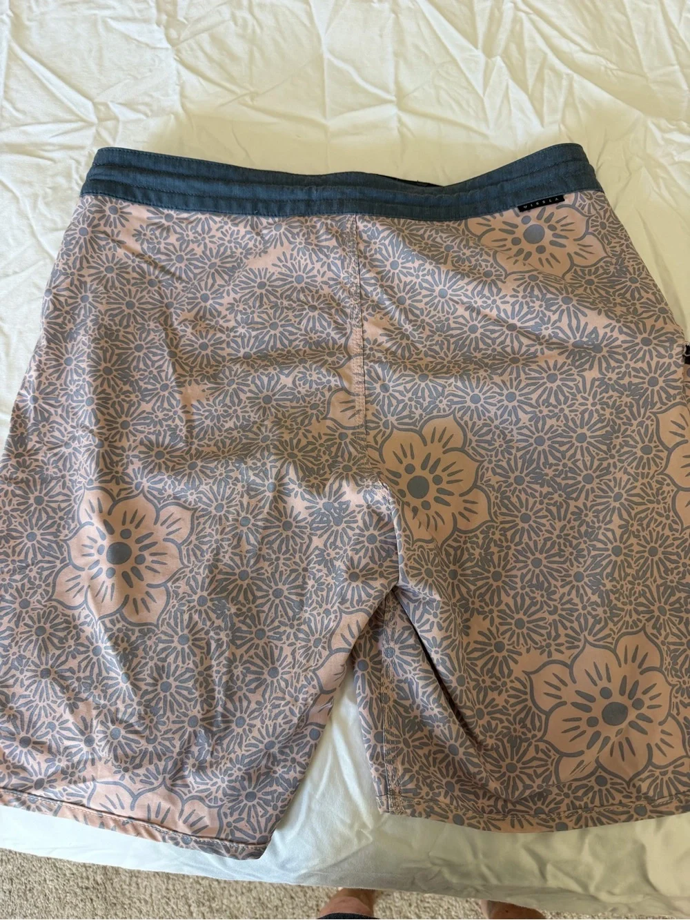 VISSLA Pink Floral Board Shorts with Navy Waistband